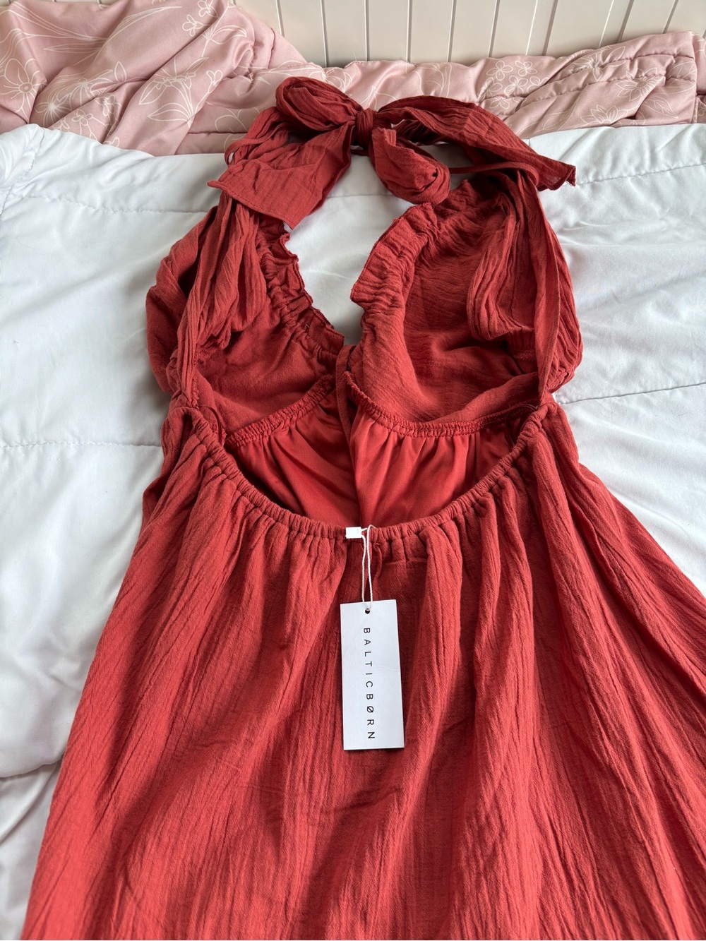 Baltic Born Rust Tiered Ruffle Halter Maxi Dress Open Back NWT Sz M - Picture 5 of 5